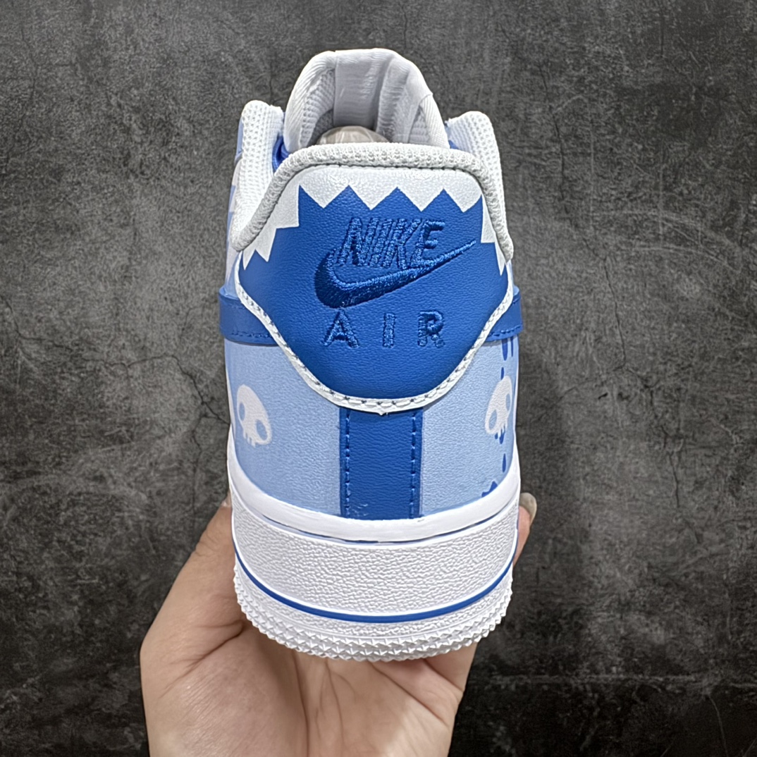 DoraemonNikeAirForce1Low小巫女联名款骷髅头空军一号渐变白蓝低帮休闲板鞋定制皮料纯