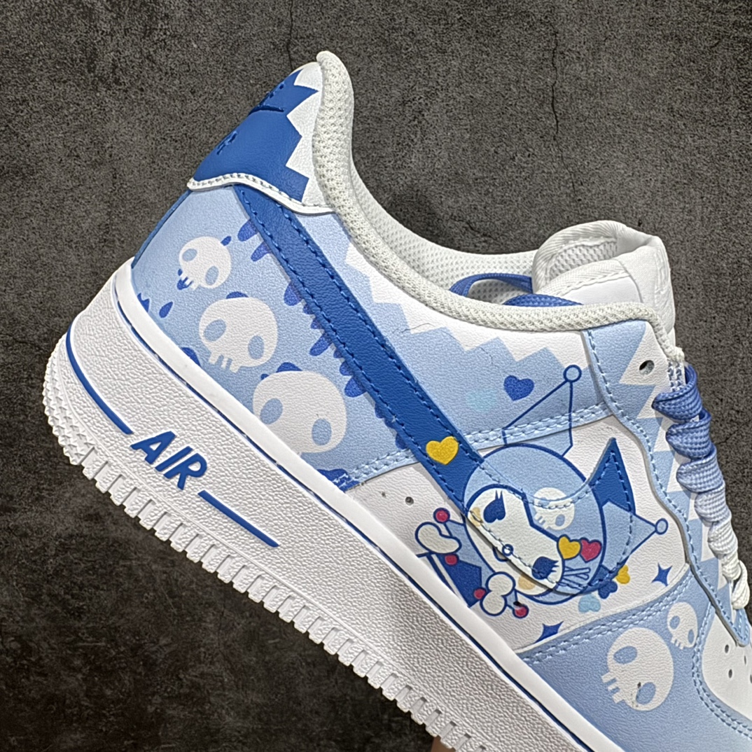 DoraemonNikeAirForce1Low小巫女联名款骷髅头空军一号渐变白蓝低帮休闲板鞋定制皮料纯