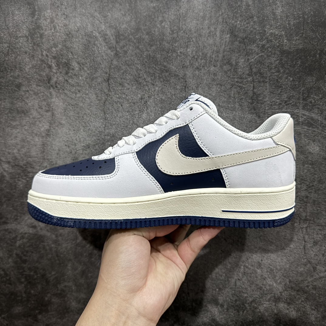 小红书爆款NikeAirForce1Low07“米白蓝拼接”低帮空军一号休闲板鞋定制皮料原楦原纸板纯正空