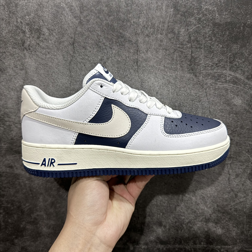 小红书爆款NikeAirForce1Low07“米白蓝拼接”低帮空军一号休闲板鞋定制皮料原楦原纸板纯正空