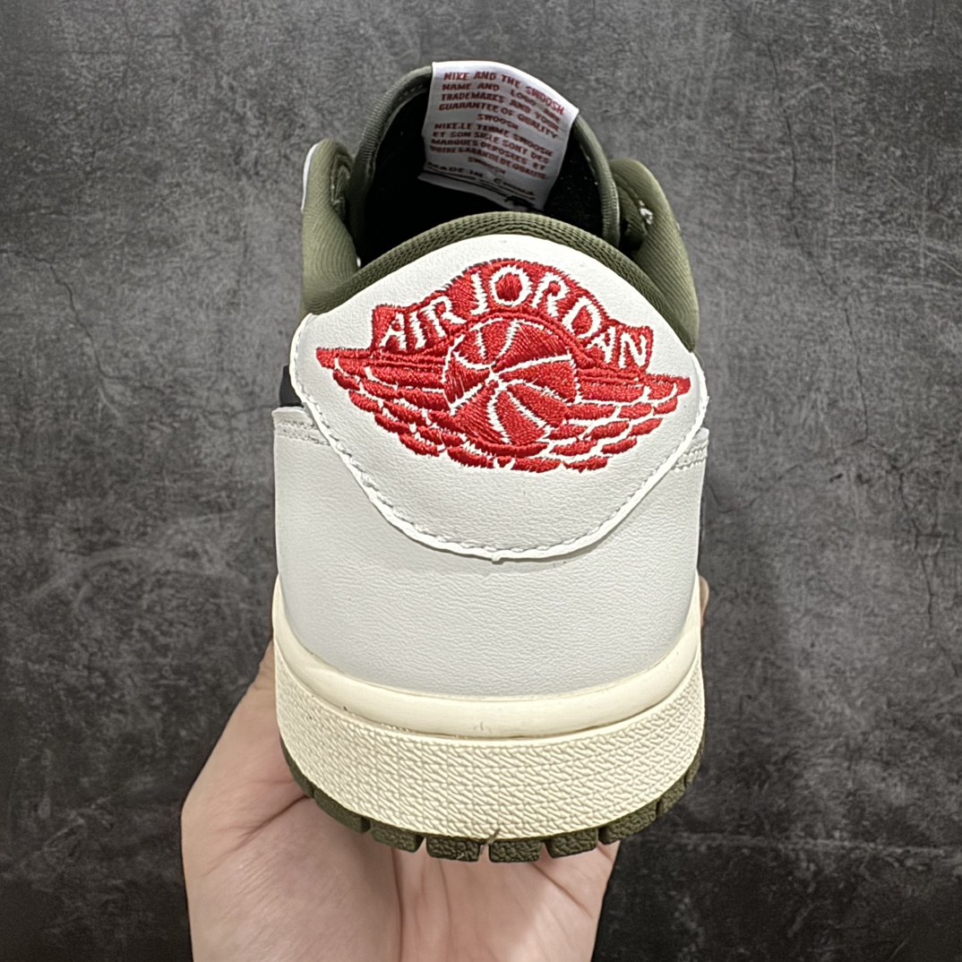 纯原版TravisScottxAirJordanAJ1LowOGSPTS联名军绿倒钩8.0低帮DM786