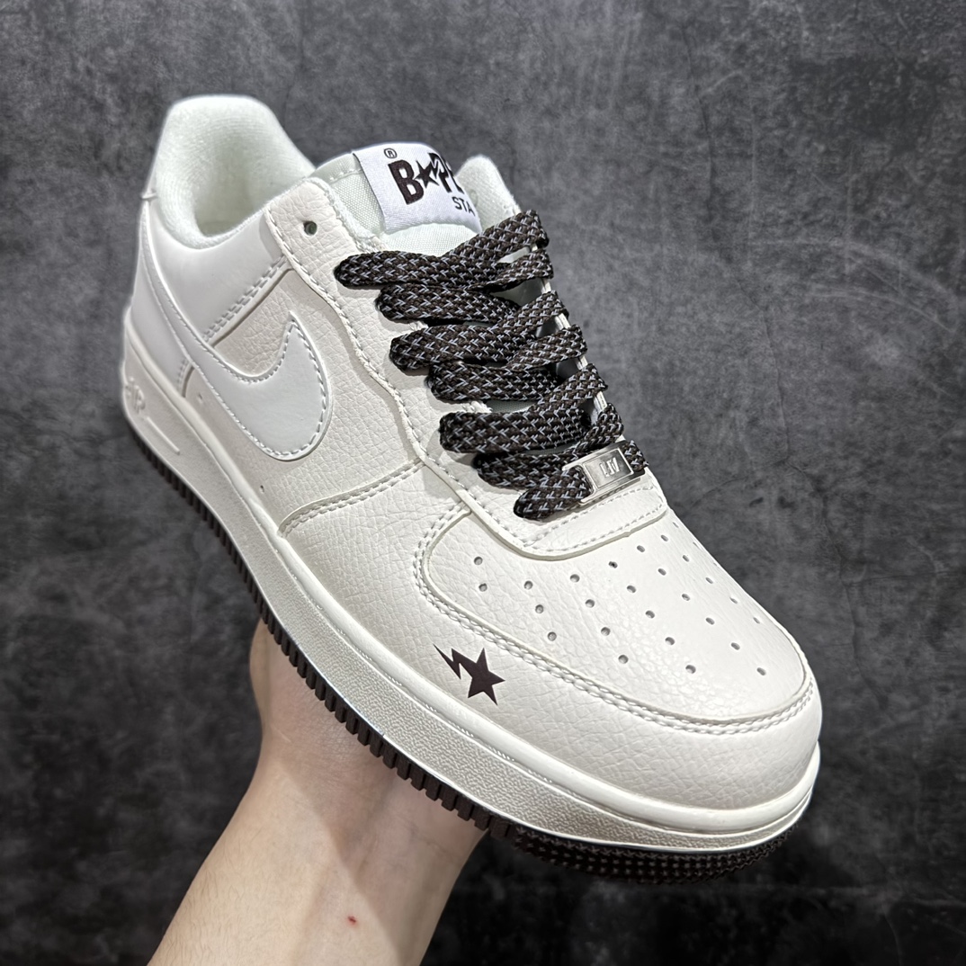 图片[3]-【公司级】Nk Air Force 1\’07 Low BAPE联名-米黑星星 空军一号低帮休闲板鞋 FG6688-100n#原楦头原纸板 原装鞋盒 定制五金配件 内置全掌气垫 原厂鞋底  尺码：36 36.5 37.5 38 38.5 39 40 40.5 41 42 42.5 43 44 44.5 45  编码：HXS290300-鞋库