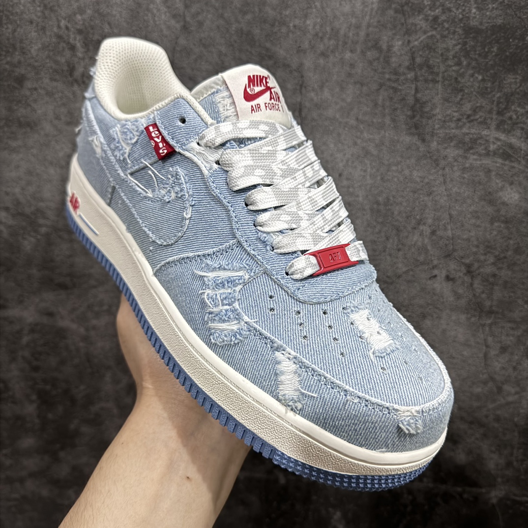 官方限量发售LevisNikeAirForce1Low李维斯联名牛仔空军一号低帮休闲板鞋鞋面采用原厂殊特