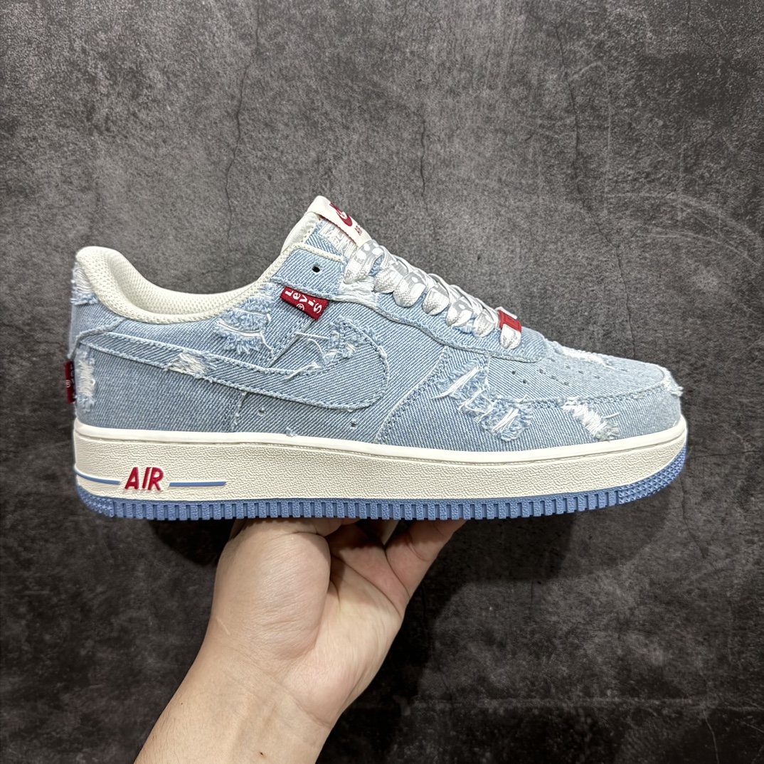 官方限量发售LevisNikeAirForce1Low李维斯联名牛仔空军一号低帮休闲板鞋鞋面采用原厂殊特