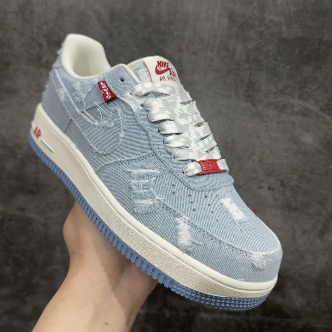 官方限量发售LevisNikeAirForce1Low李维斯联名牛仔空军一号低帮休闲板鞋鞋面采用原厂殊特