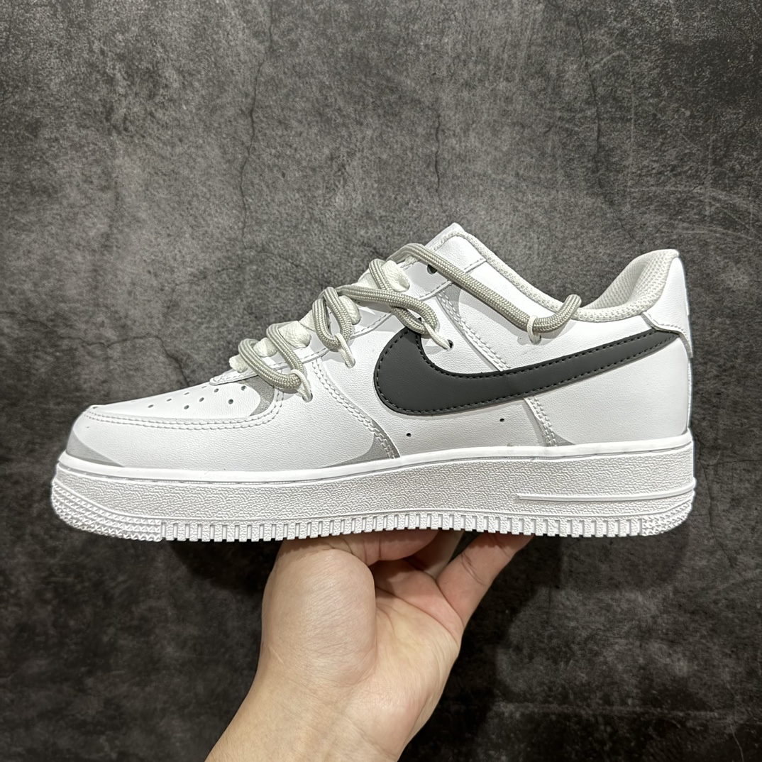 官方爆款定制二次元主题NikeAirForce1Low07喷绘白灰空军一号绑带低帮休闲板鞋定制皮料原厂3