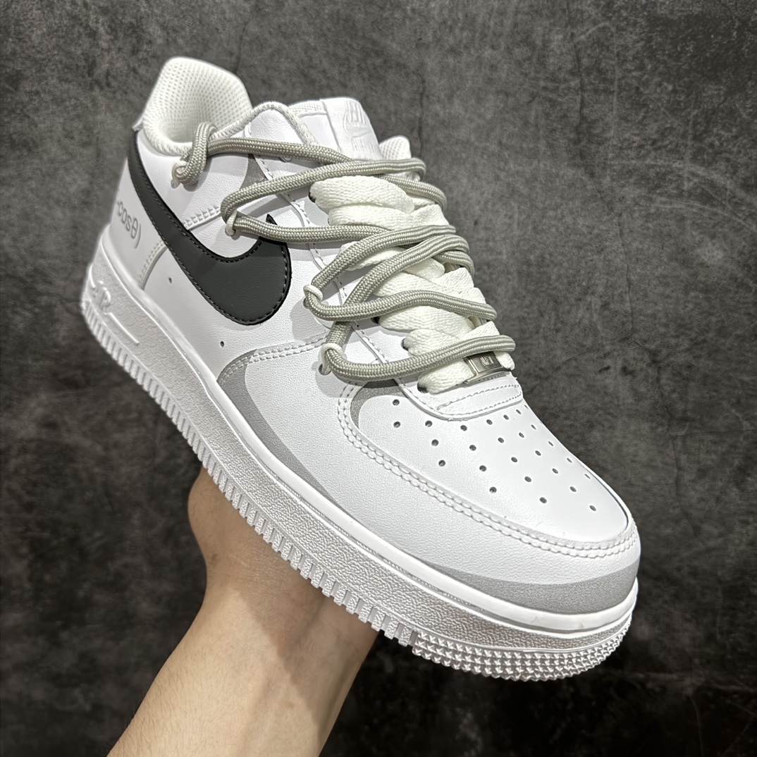 官方爆款定制二次元主题NikeAirForce1Low07喷绘白灰空军一号绑带低帮休闲板鞋定制皮料原厂3