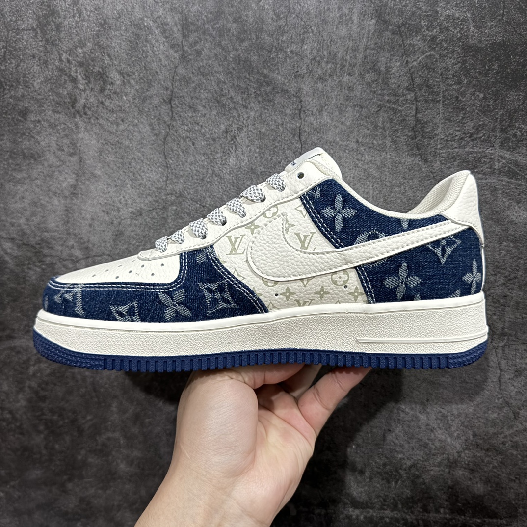 海外限量发售！公司级NIkeAirForce107Low“LV联名--荧光蓝牛仔”空军一号中帮运动鞋休闲