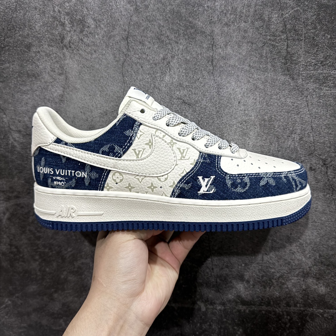 海外限量发售！公司级NIkeAirForce107Low“LV联名--荧光蓝牛仔”空军一号中帮运动鞋休闲