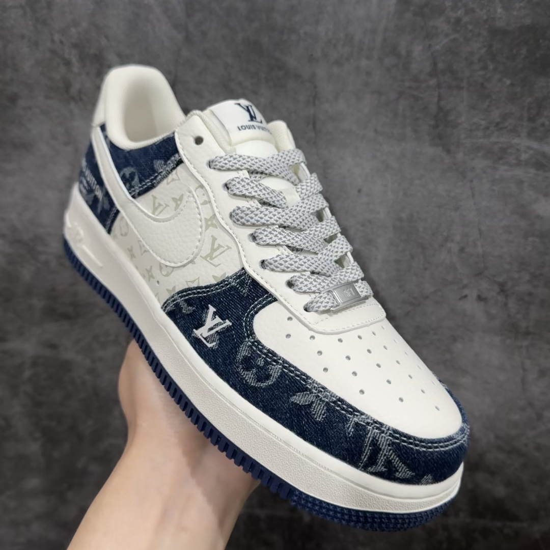 海外限量发售！公司级NIkeAirForce107Low“LV联名--荧光蓝牛仔”空军一号中帮运动鞋休闲