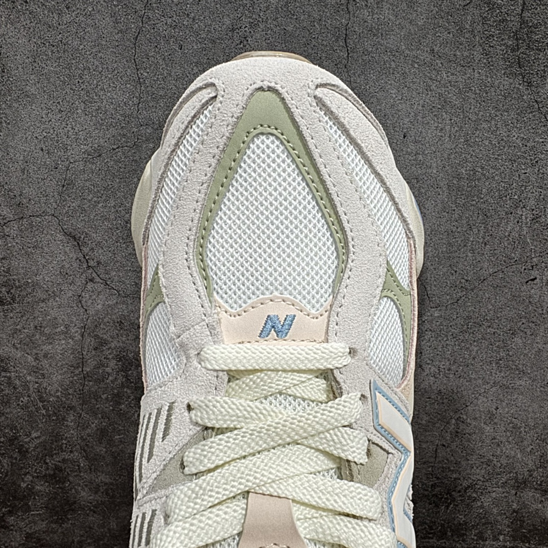 图片[5]-【纯原版】 New Balance NB9060 联名款 复古休闲运动慢跑鞋 白粉绿色 GC9060JFn 全套原楦原纸板原厂数据开发 进口三明治网面 原装进口翻毛皮料正确绒感卡色 正确中底拉帮中底网布细节 原厂标裁 带紫光防伪 定制后跟透明水晶模块 冲裁组合 大底贴合程度胶水上色把控完美 整洁度挑战全网艺术家 多道序QC把关品质完善 匠心打造 耗时两个月开发完成 工艺极其复杂难度可想而知 新开独立私模大底 全网唯一正确六层组合大底 高端零售专供产物Size：36 37 37.5 38 38.5 39 40 40.5 41 42 42.5 43 44 45 46.5 编码：JP270300-莆田鞋批发中心