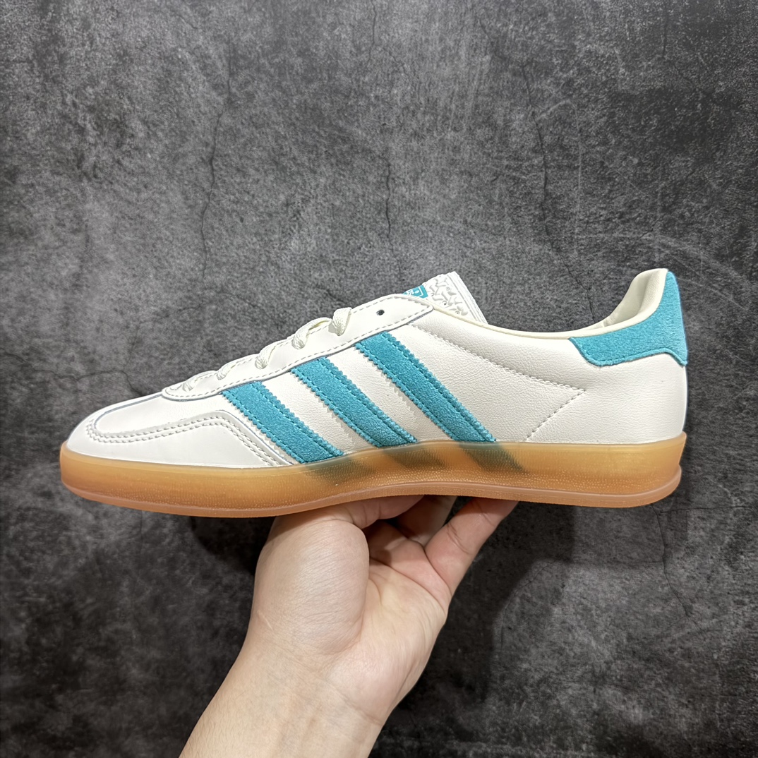 CS版本AdidasOriginalsGazelleIndoor防滑低帮T头德训鞋GZ复古系列白绿生胶色