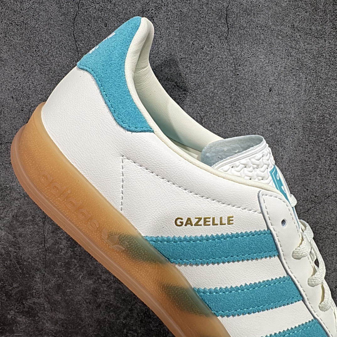 CS版本AdidasOriginalsGazelleIndoor防滑低帮T头德训鞋GZ复古系列白绿生胶色