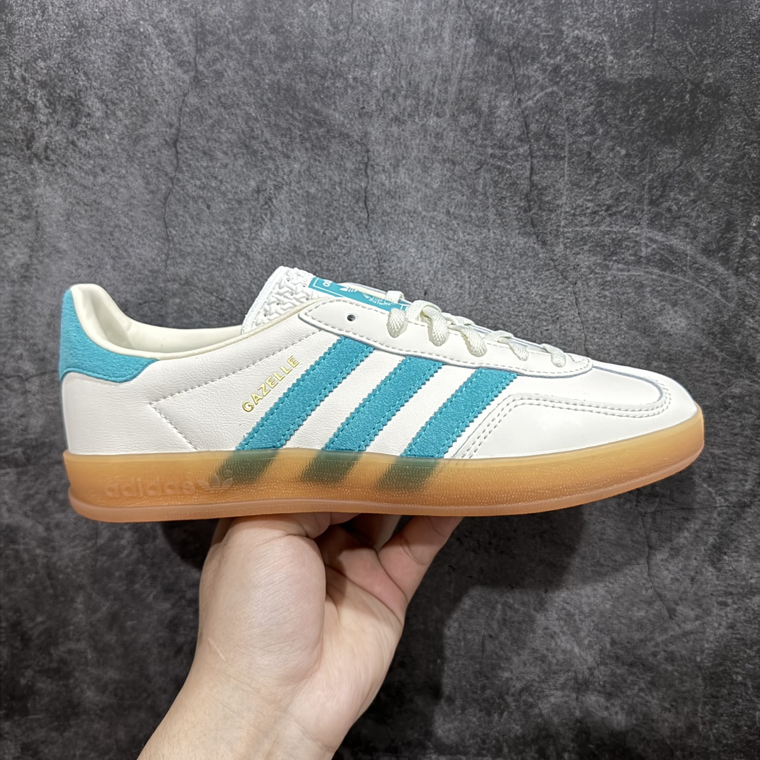 CS版本AdidasOriginalsGazelleIndoor防滑低帮T头德训鞋GZ复古系列白绿生胶色