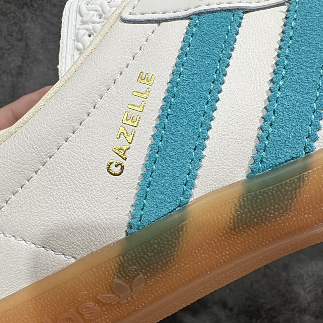 CS版本AdidasOriginalsGazelleIndoor防滑低帮T头德训鞋GZ复古系列白绿生胶色