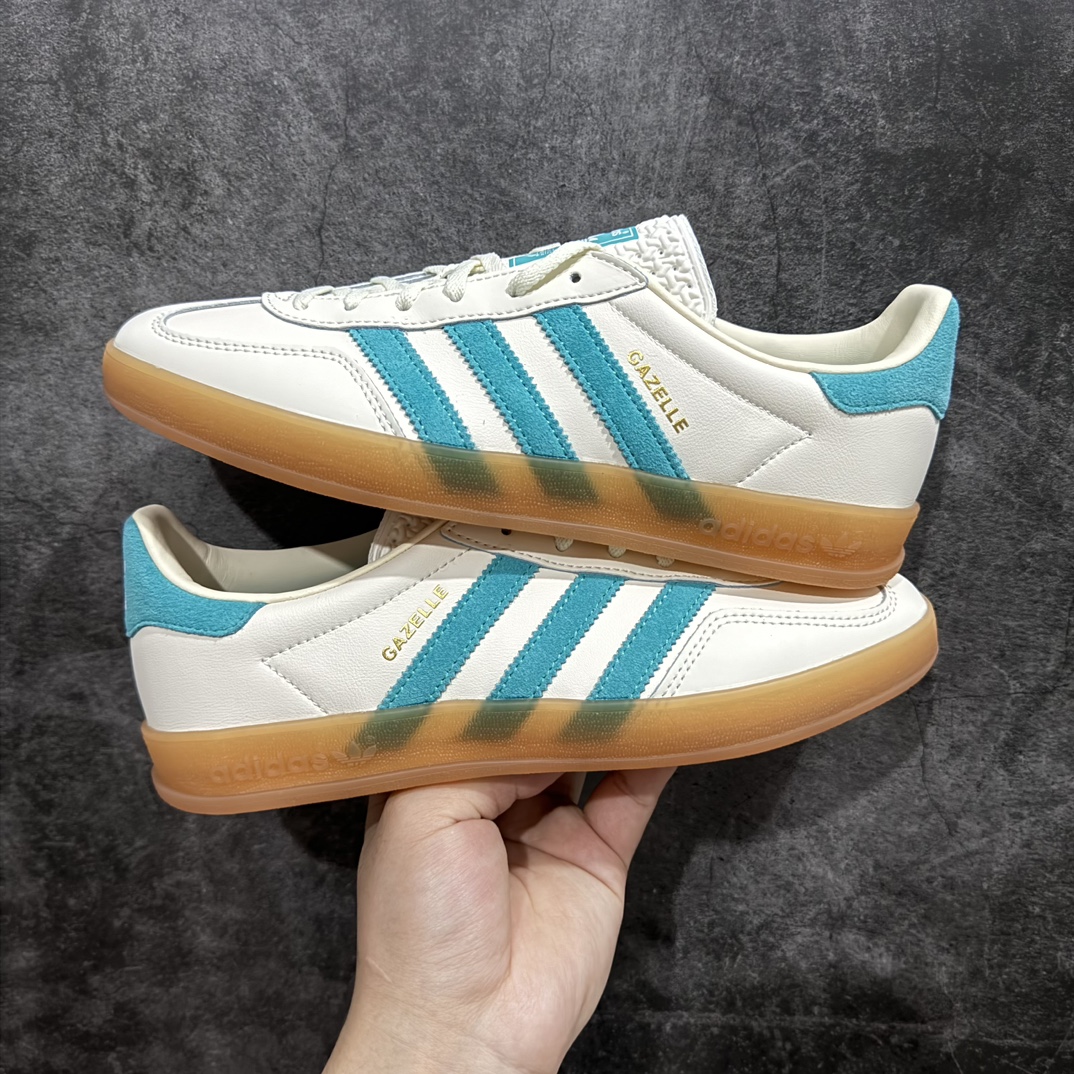 CS版本AdidasOriginalsGazelleIndoor防滑低帮T头德训鞋GZ复古系列白绿生胶色