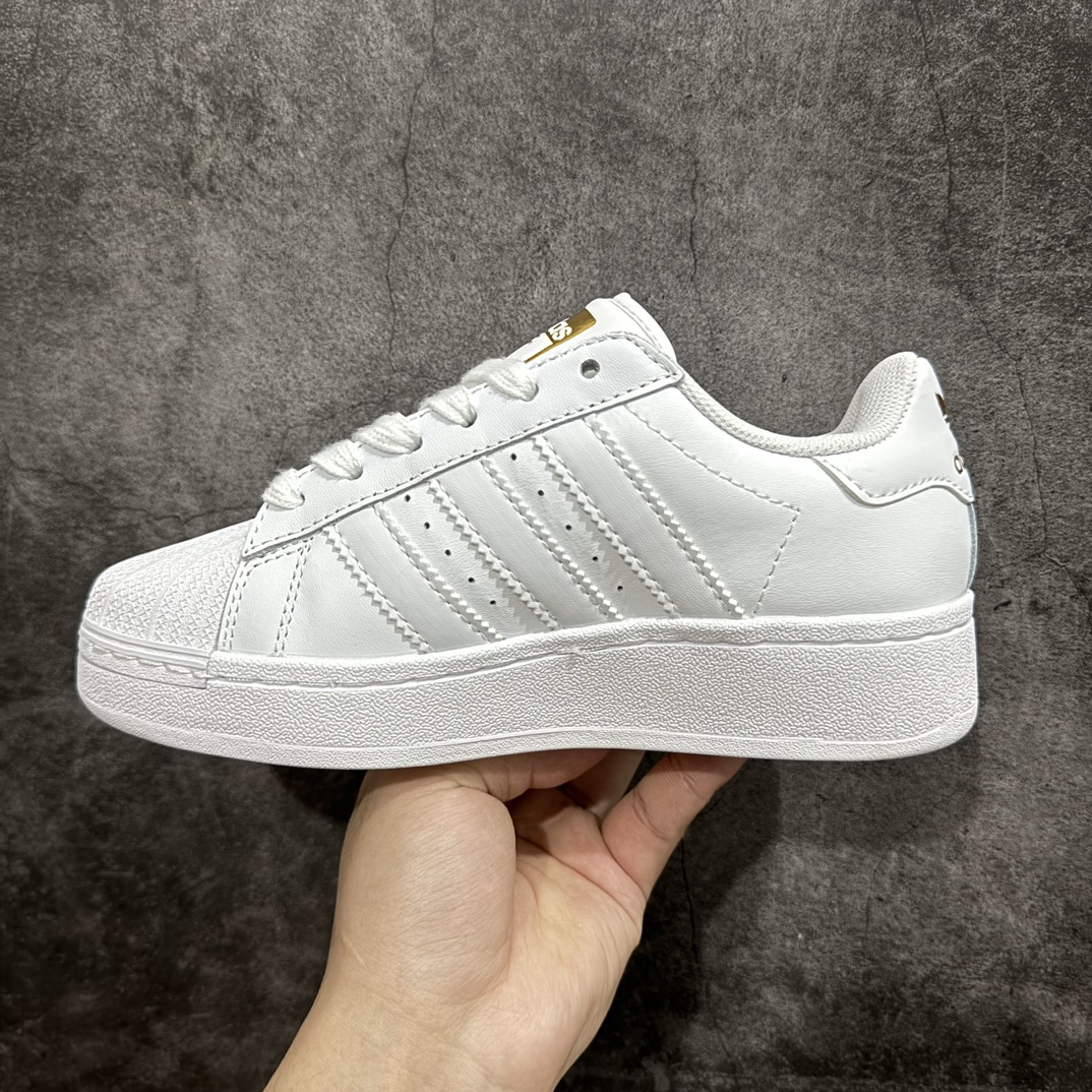 AdidasOriginalsSuperstarXLG白色金标贝壳头金尾厚底休闲板鞋23官方新款专柜同步