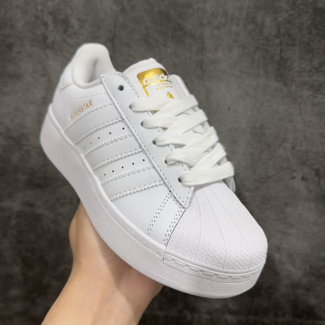 AdidasOriginalsSuperstarXLG白色金标贝壳头金尾厚底休闲板鞋23官方新款专柜同步