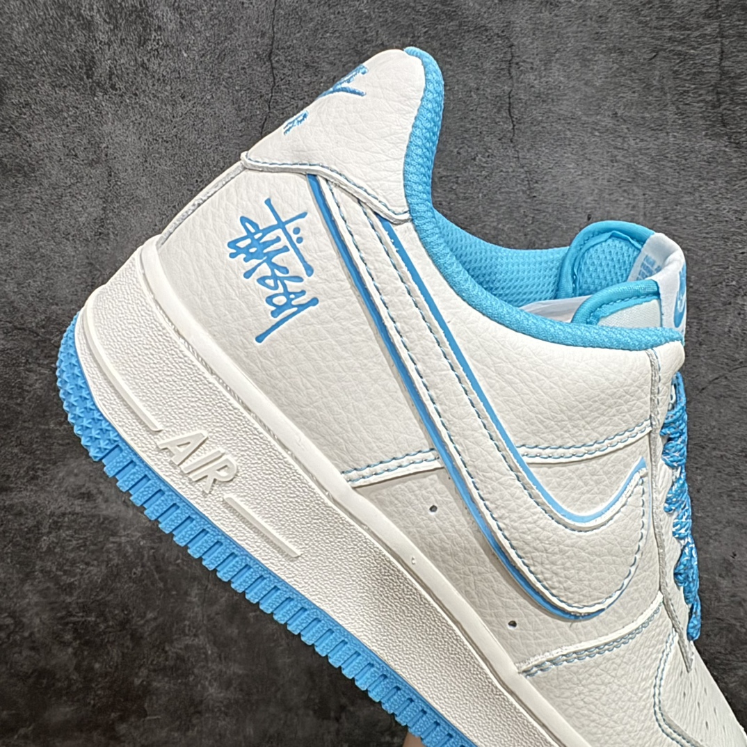 公司级海外限量发售StussyxNikeAirForce1Low斯图西联名米浅蓝反光空军一号低帮休闲板鞋