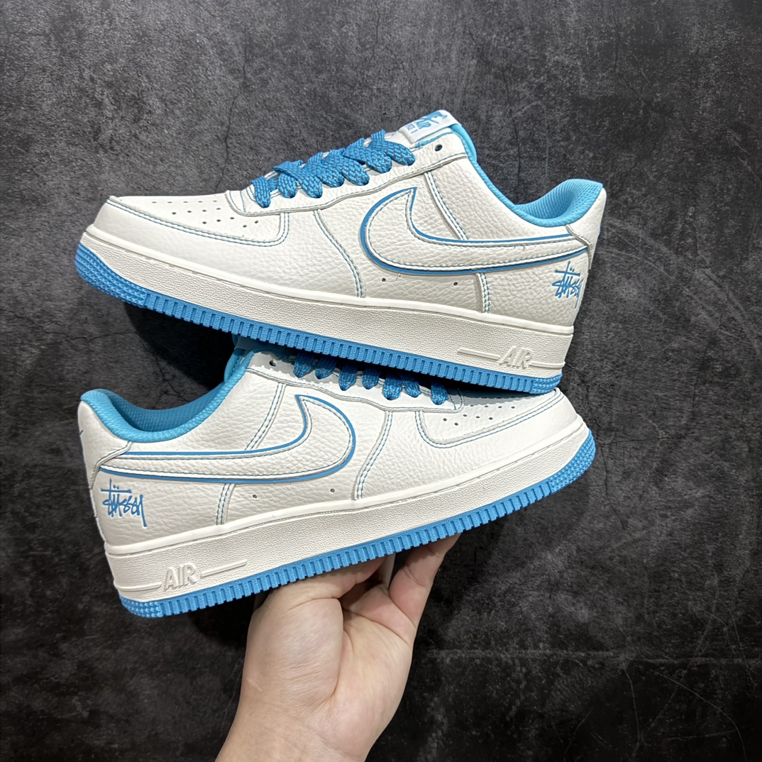 公司级海外限量发售StussyxNikeAirForce1Low斯图西联名米浅蓝反光空军一号低帮休闲板鞋