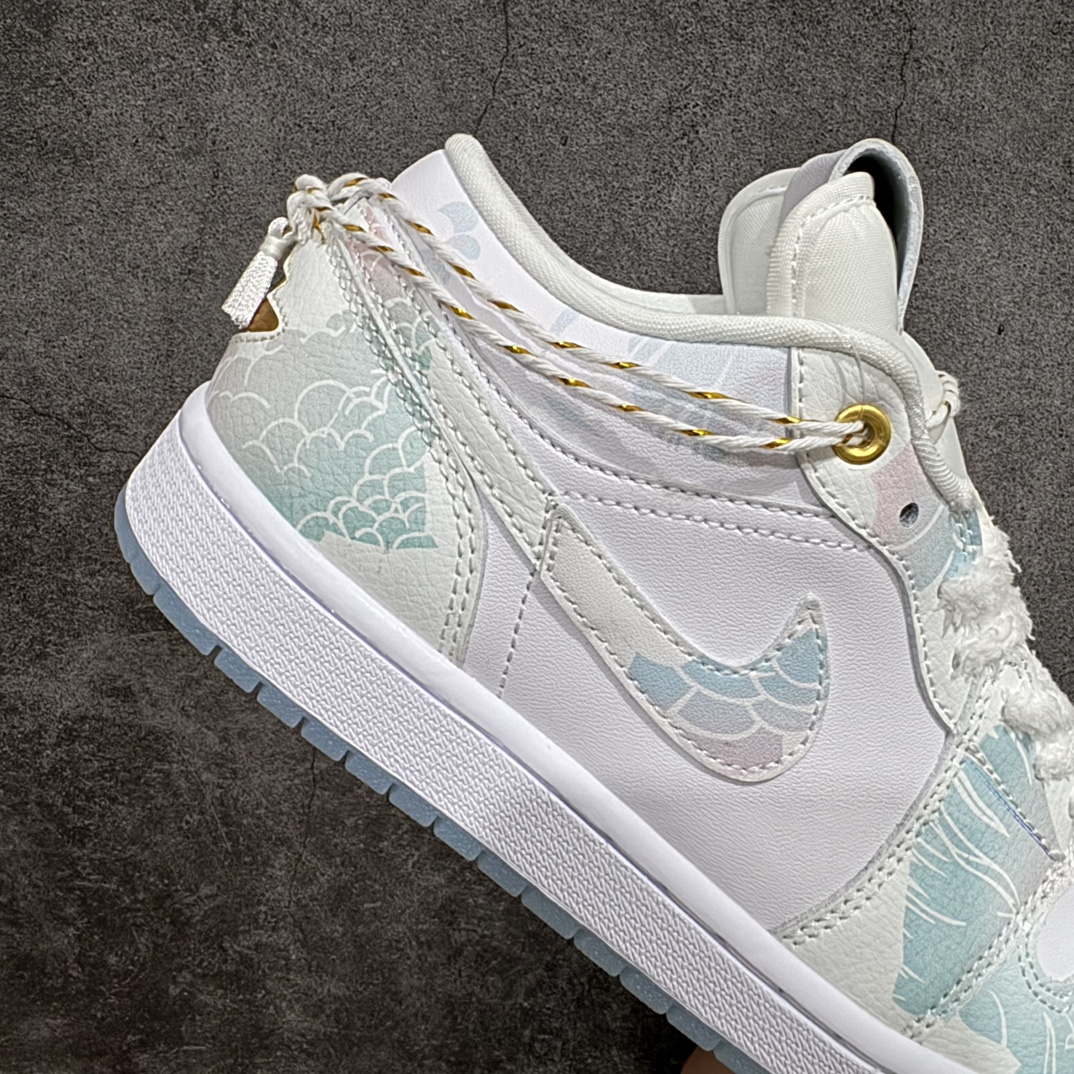 JordanAirJordan1蒸汽木偶CNY龙年限定青帘烟雨青白官方同步新色原装级产物拒绝公底立体鞋型