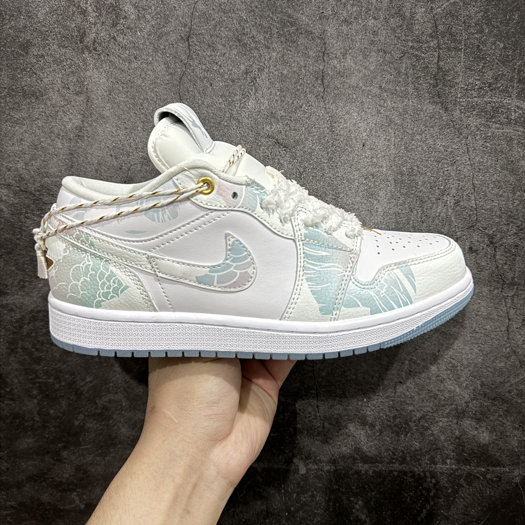 JordanAirJordan1蒸汽木偶CNY龙年限定青帘烟雨青白官方同步新色原装级产物拒绝公底立体鞋型