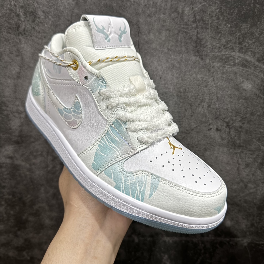 JordanAirJordan1蒸汽木偶CNY龙年限定青帘烟雨青白官方同步新色原装级产物拒绝公底立体鞋型