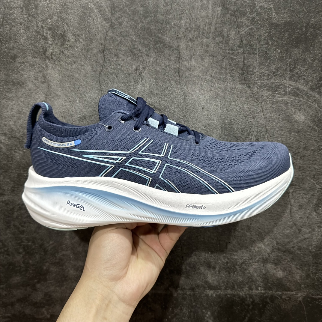 【纯原版本】ASICS Gel-NIMBUS 26 减震支撑耐磨 低帮 跑步鞋n此款新品ASICS Gel-NIMBUS 26 为酷跑推出 鞋面采用轻量透气针织材料制作 平添适脚性 中底使用FF BLAST PLUS ECO环保泡绵材料 增添可持续舒适流畅度  后掌缓震Pure GEL胶材设计 使柔软度增加 大底加宽设计 提升大底的抓地力与耐久度。 尺码：36-45 编码：MZ230250-鞋库