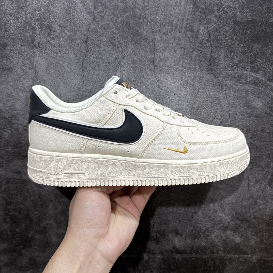 公司级NikeAirForce107黑金布面空军一号低帮休闲板鞋3m炫彩反光进口牛筋布原楦头原纸板纯正空