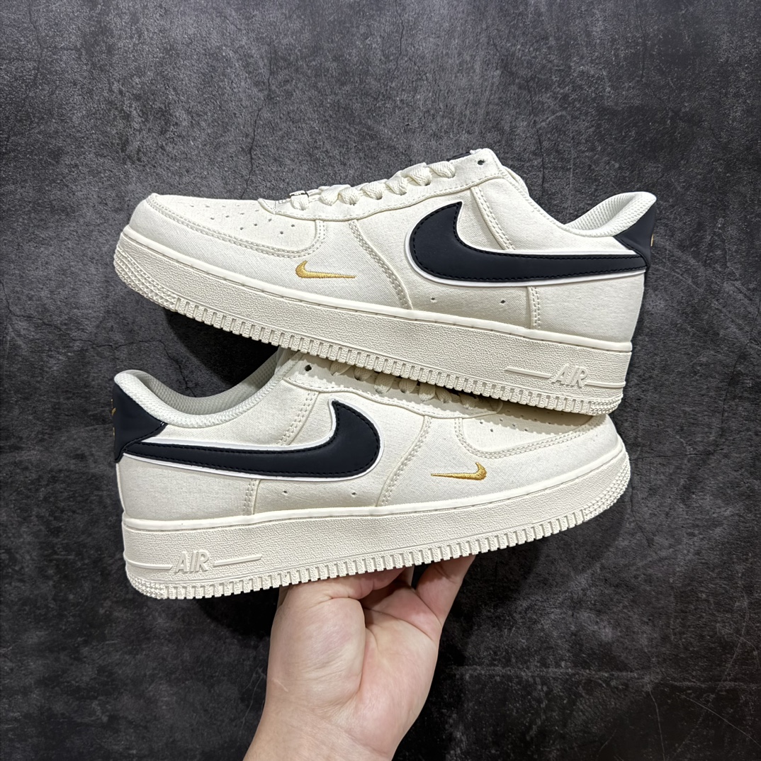 公司级NikeAirForce107黑金布面空军一号低帮休闲板鞋3m炫彩反光进口牛筋布原楦头原纸板纯正空