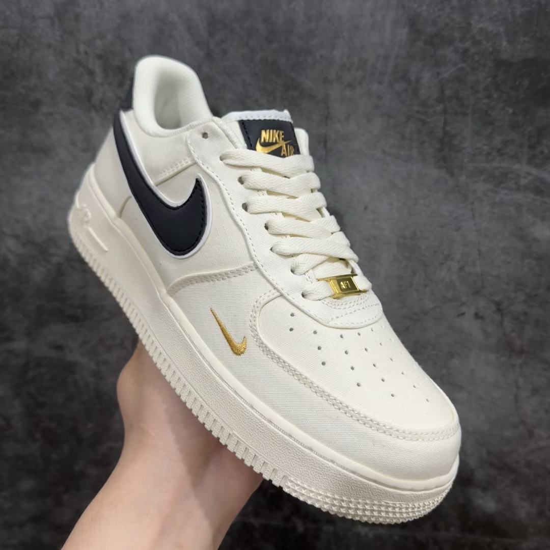 公司级NikeAirForce107黑金布面空军一号低帮休闲板鞋3m炫彩反光进口牛筋布原楦头原纸板纯正空