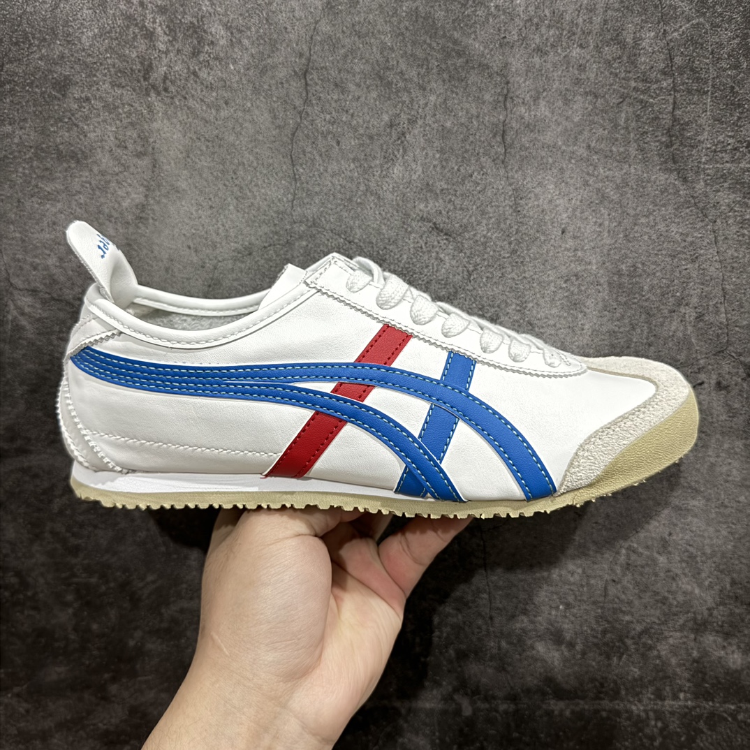 【PH纯原】Asics Onitsuka Tiger MEXICO 66 亚瑟士鬼冢虎复古经典板鞋 白蓝红色nn印尼厂Oem原单材料 除成型在PT外n其余全部客供材料 淘宝B级代购店铺内供💯n四联官方吊牌 乳胶组合鞋垫、羊皮纸质中底 不用宰手买专柜 这里满足你👊🏼 全新工厂开发 一线品质 全部原鞋一比一开发  货号：DL408-9001 Size：36-46 全码出货 编码：T1230250-莆田鞋批发中心