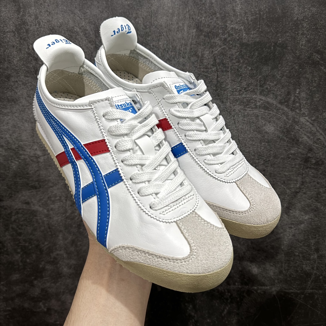 【PH纯原】Asics Onitsuka Tiger MEXICO 66 亚瑟士鬼冢虎复古经典板鞋 白蓝红色nn印尼厂Oem原单材料 除成型在PT外n其余全部客供材料 淘宝B级代购店铺内供💯n四联官方吊牌 乳胶组合鞋垫、羊皮纸质中底 不用宰手买专柜 这里满足你👊🏼 全新工厂开发 一线品质 全部原鞋一比一开发 Size：36-46 全码出货 编码：T1230250-鞋库