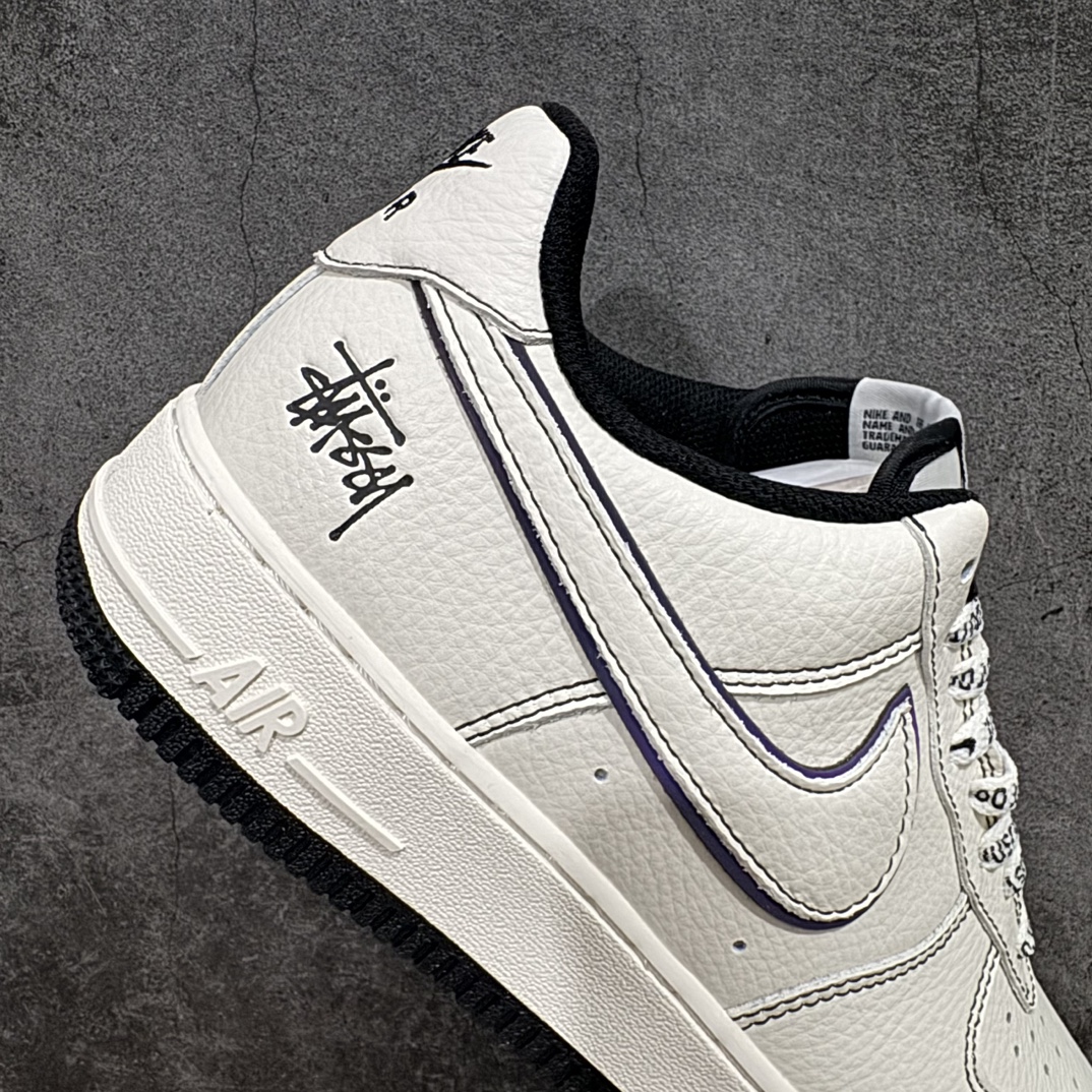 公司级海外限量发售StussyxNikeAirForce1Low斯图西联名米黑反光空军一号低帮休闲板鞋客