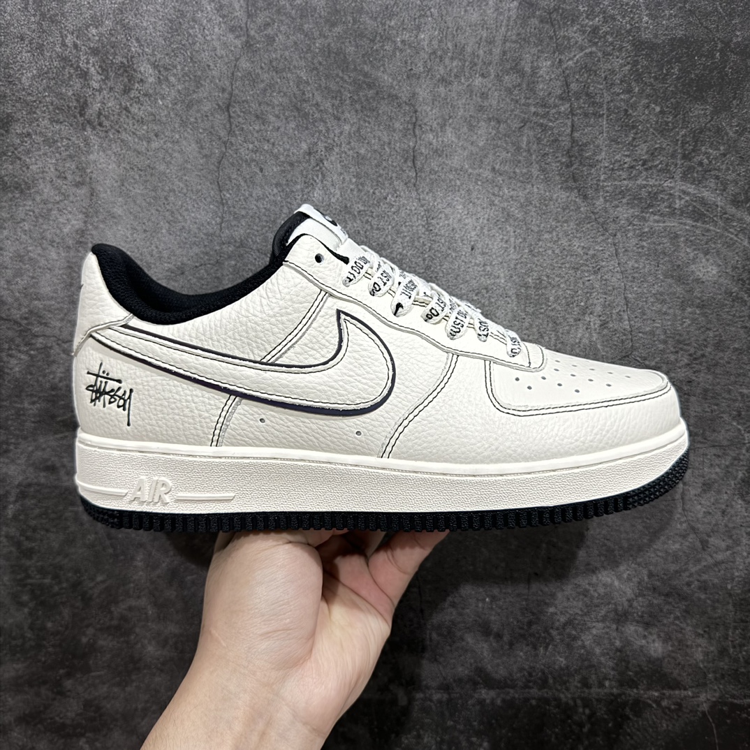 公司级海外限量发售StussyxNikeAirForce1Low斯图西联名米黑反光空军一号低帮休闲板鞋客