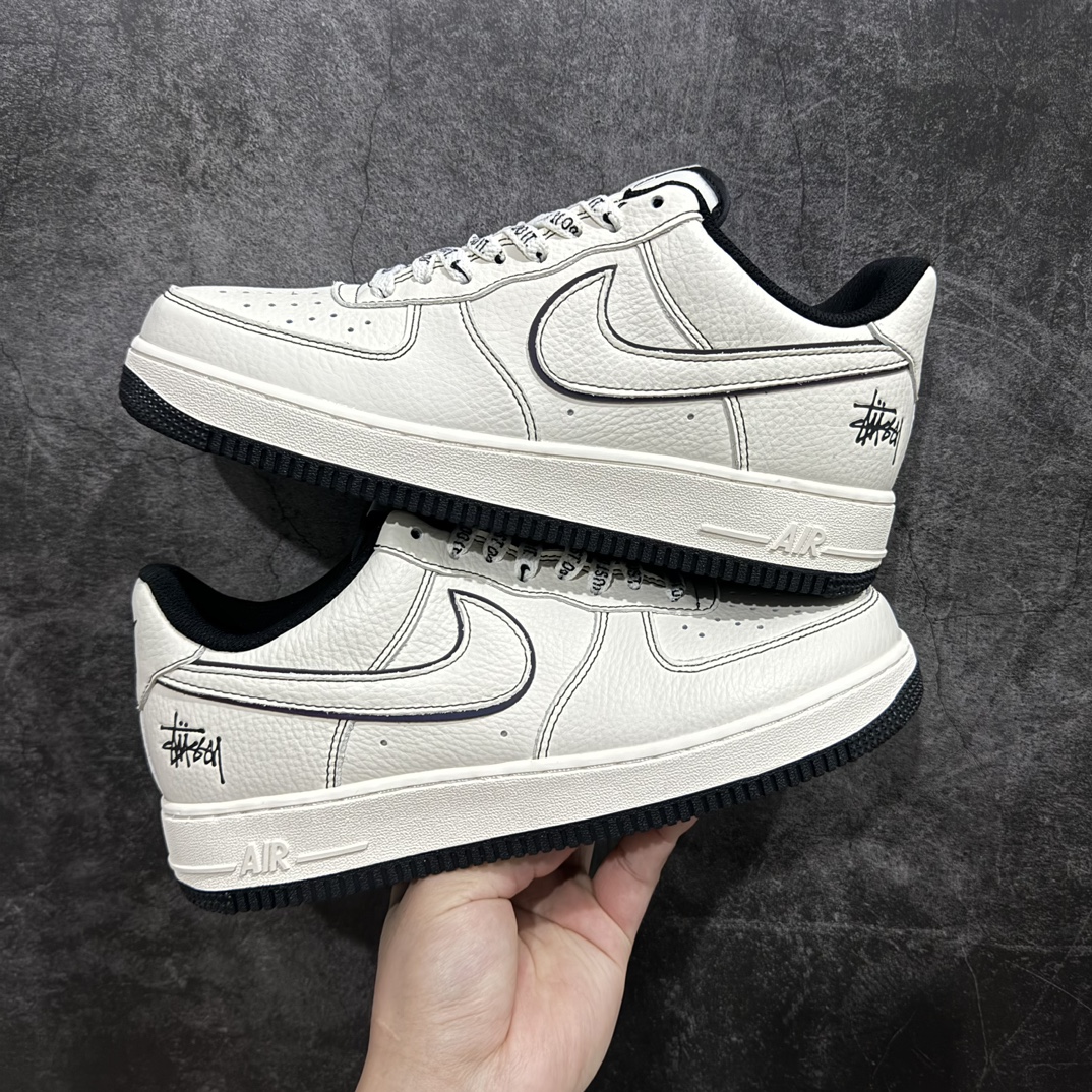 公司级海外限量发售StussyxNikeAirForce1Low斯图西联名米黑反光空军一号低帮休闲板鞋客