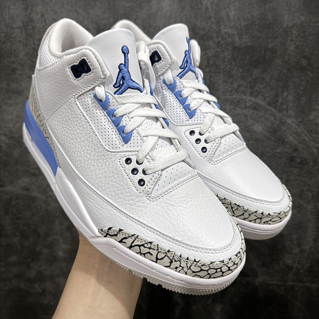 【原厂版】Air Jordan AJ3 Retro 北卡蓝 CT8532-10nn原纸板楦头开发 原厂皮料完美版型 一比一鞋头弧度高度鞋身弧度数据细节工艺流程均保持原鞋一致原厂TPU网格鞋带扣 正确内里网布菱角分明不变形无多余毛边 柔软性质感一致于原鞋原厂织唛标 原厂飞人电绣工艺 印刷中底布 四线拉帮米色美纹纸贴合固定 进口港宝加持 后跟自然饱满 尺码：40 40.5 41 42 42.5 43 44 44.5 45 46 47.5 编码：X10380420-鞋库