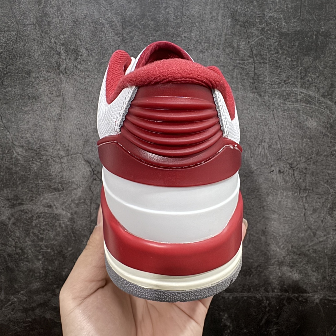 纯原头层版AirJordan2/3RetroAJ2/3乔2/3白红色低帮篮球鞋FD0383-161细节皮