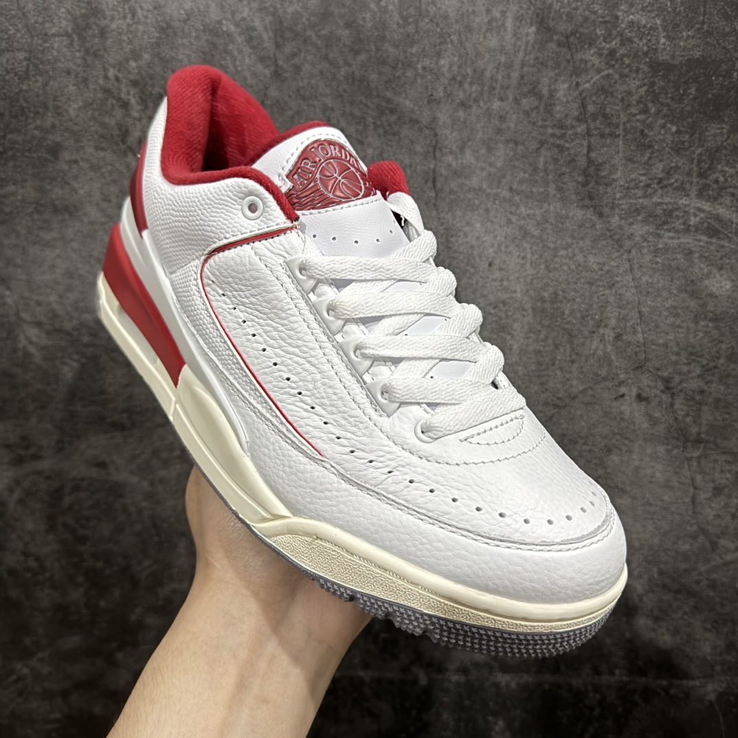 纯原头层版AirJordan2/3RetroAJ2/3乔2/3白红色低帮篮球鞋FD0383-161细节皮