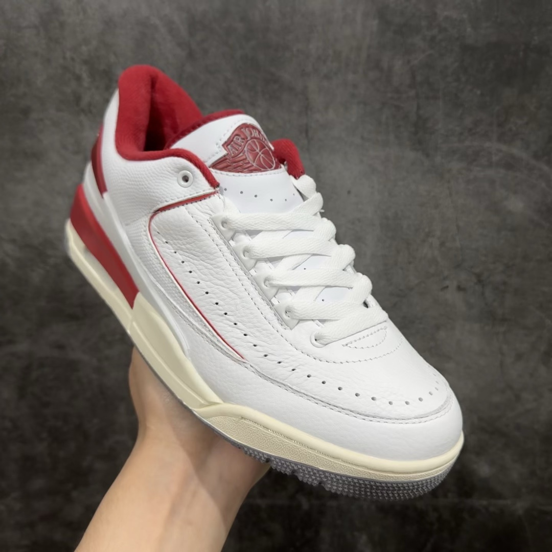 纯原头层版AirJordan2/3RetroAJ2/3乔2/3白红色低帮篮球鞋FD0383-161细节皮