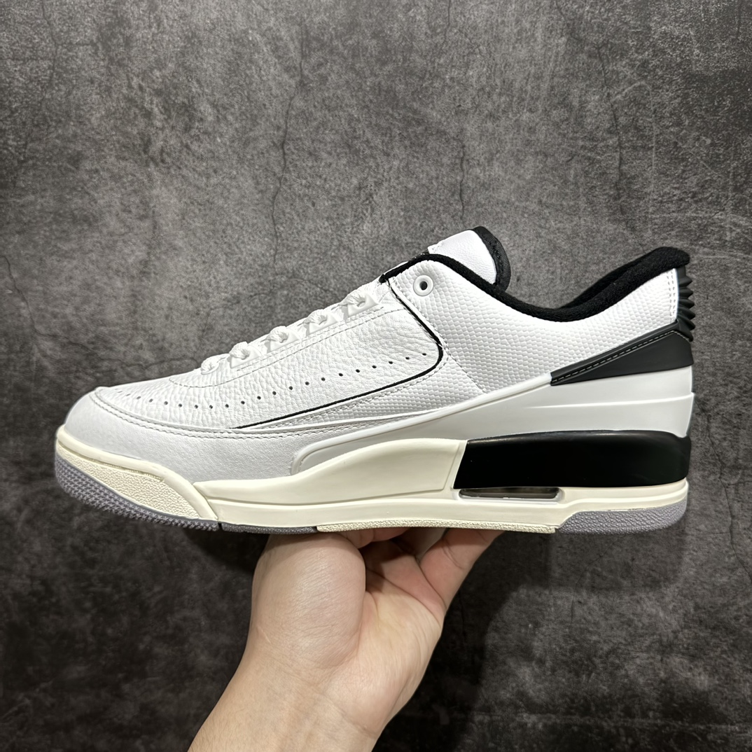 图片[2]-【纯原头层版】Air Jordan 2/3 Retro AJ2/3 乔2/3白黑色 低帮篮球鞋 FD0383-100rnn细节皮料升级 品质更好n采用白色鞋面，融合光滑皮革材料，侧面穿孔设计十分巧妙的增强了透气性。红色装饰 TPU 鞋跟、饰边、Air Jordan 鞋舌品牌、内衬、鞋垫和中底。r 尺码：40 40.5 41 42 42.5 43 44 44.5 45 46 47.5 编码：777380400-莆田鞋批发中心