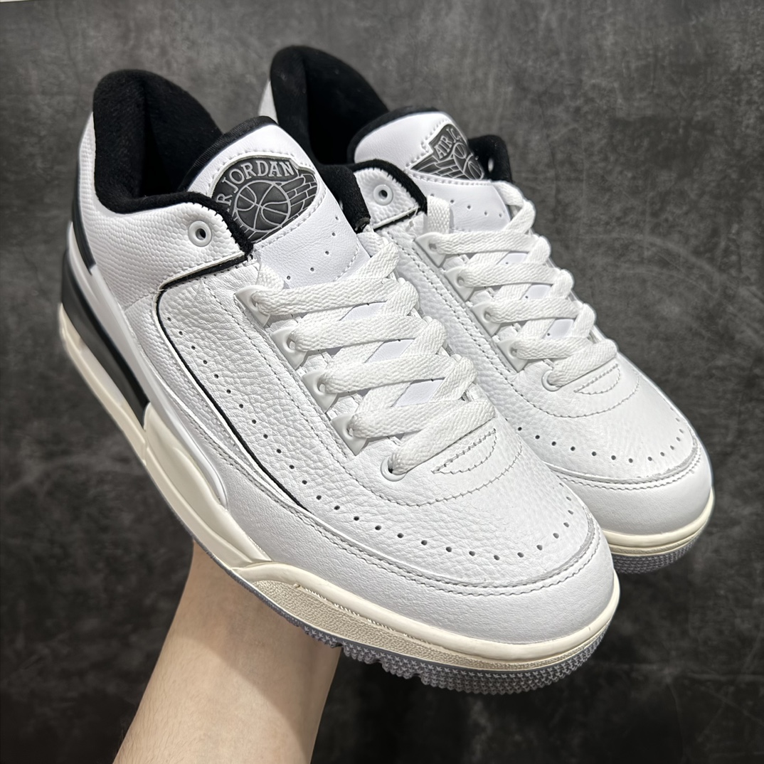 纯原头层版AirJordan2/3RetroAJ2/3乔2/3白黑色低帮篮球鞋FD0383-100细节皮