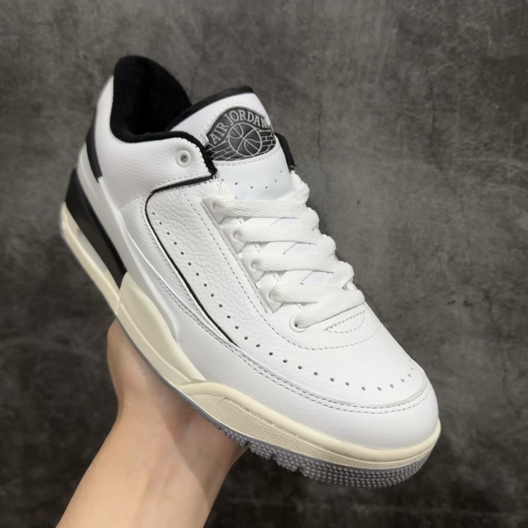 纯原头层版AirJordan2/3RetroAJ2/3乔2/3白黑色低帮篮球鞋FD0383-100细节皮