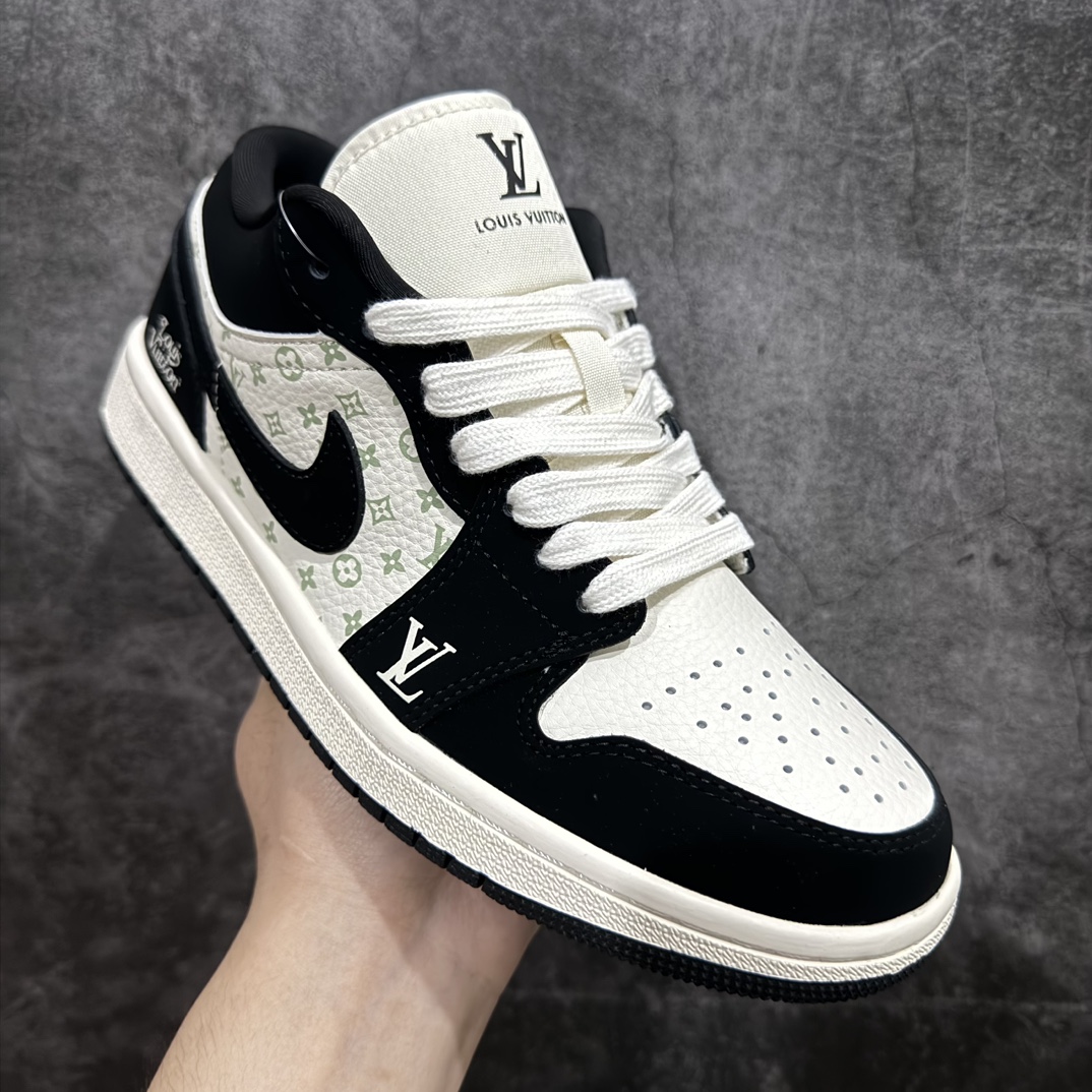 定制版AirJordan1LowAJ1乔1LV联名-黑白熊猫高端定制低帮文化休闲板鞋SJ9950-001