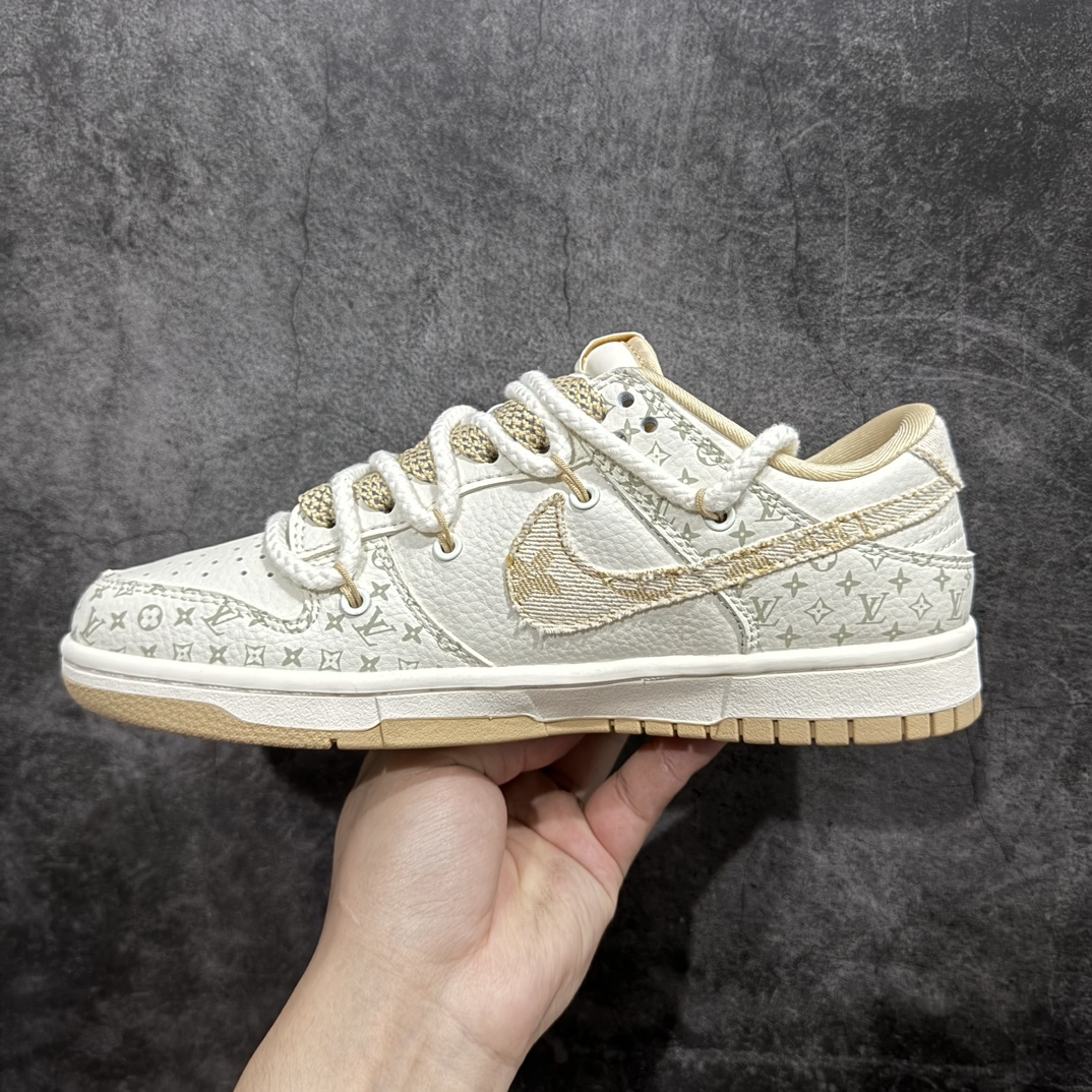 300 【定制版】NK SB Dunk Low LV联名-绑带米黄勾 板鞋 SJ2068-250