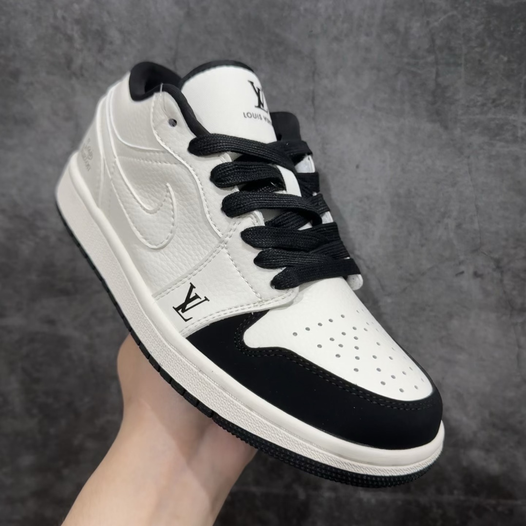 【定制版】Air Jordan 1 Low AJ1 乔1 LV联名-米黑脚趾 高端定制低帮文化休闲板鞋 WG8850-006#定制鞋盒 大厂纯原品质出货 超高清洁度 皮料切割干净无任何毛边 细1