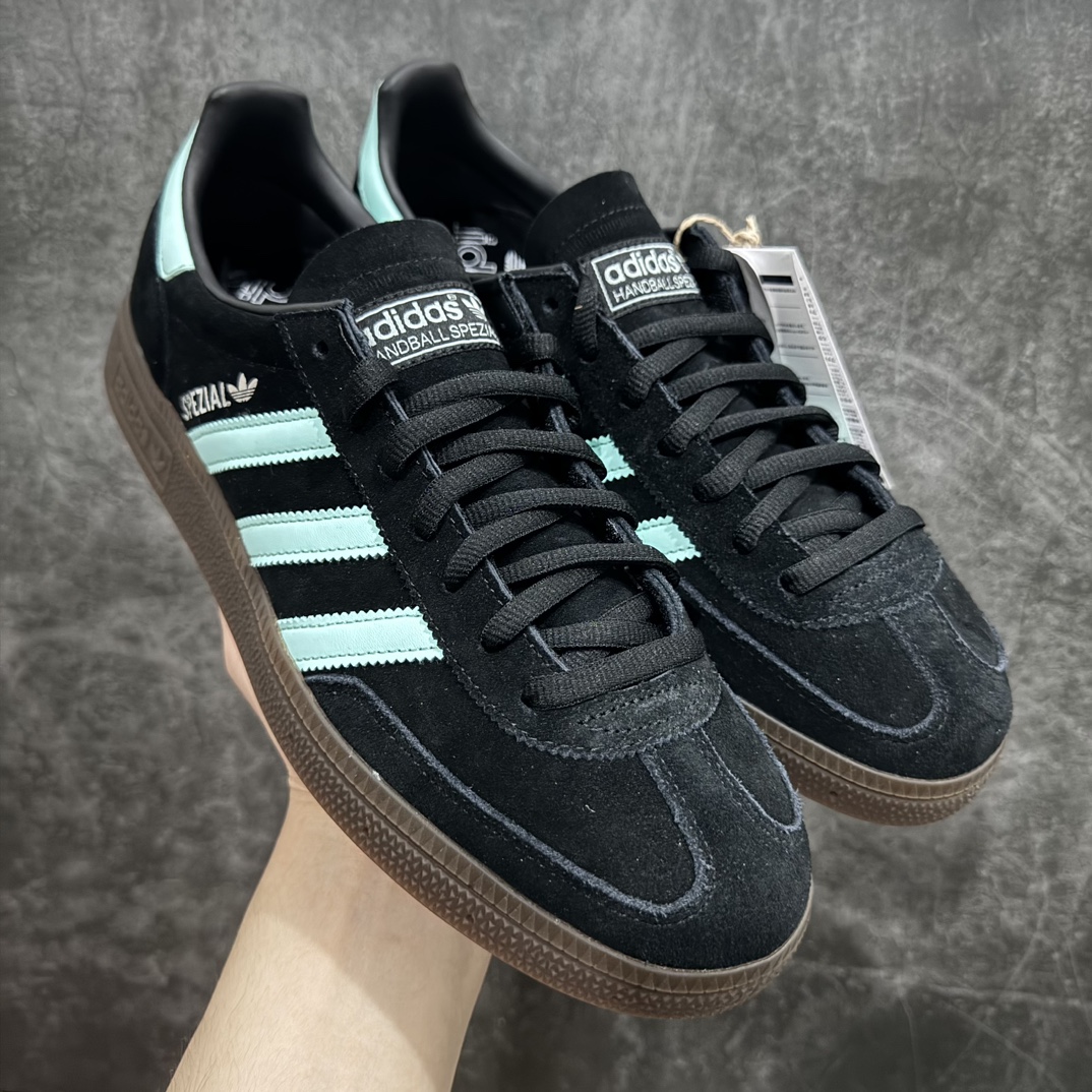 【Top纯原版】Adidas Handball Spezial  阿迪达斯经典款反毛皮复古休闲板鞋 蒂芙尼绿黑生胶IH7491nn大厂出品 原厂材料打造 天花板品质 区别市场货n原厂原档案开发出品 皮料切割干净无任何毛边鞋型细节完美 超高清洁度 市场最高版本  尺码：36 36.5 37 38 38.5 39 40 40.5 41 42 42.5 43 44 44.5 45 编码：TOP240260-鞋库