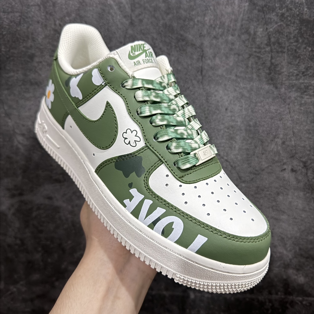 公司级官方爆款定制二次元主题NikeAirForce1Low07橄榄绿配色空军一号低帮休闲板鞋定制皮料原