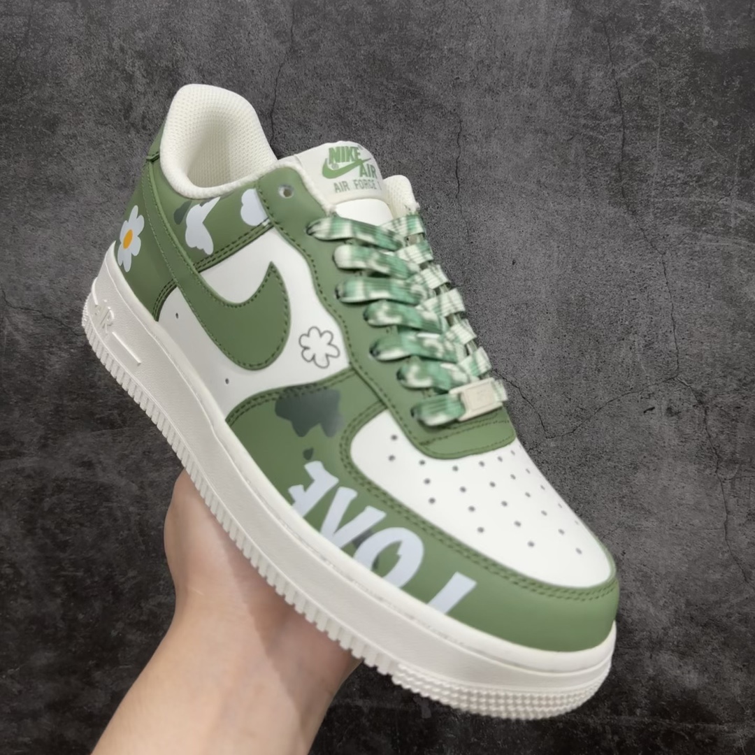 公司级官方爆款定制二次元主题NikeAirForce1Low07橄榄绿配色空军一号低帮休闲板鞋定制皮料原