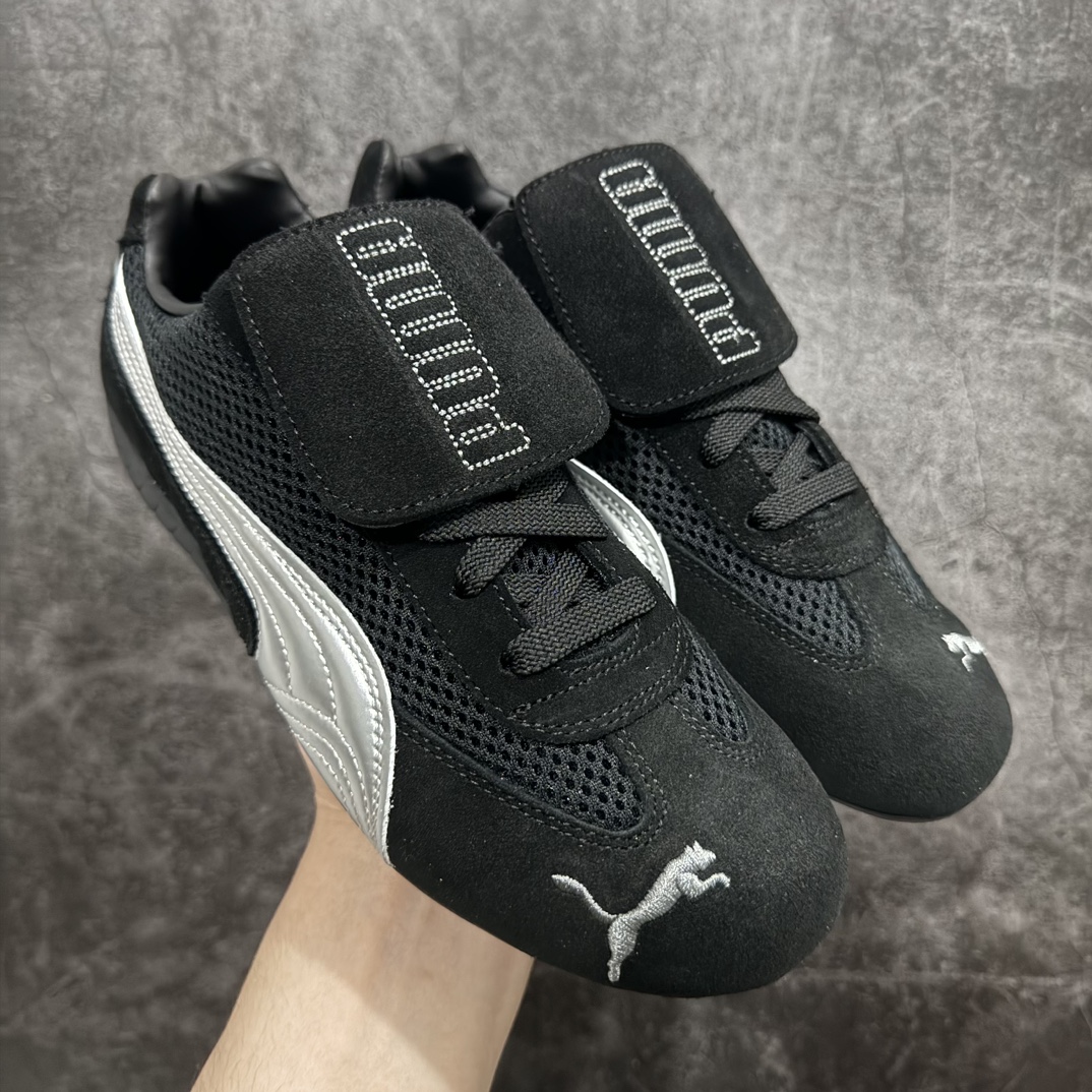 【绿x纯原】Open YY x Puma 联名设计师品牌运动鞋！nn市面最正确版 品质细节秒杀之前市场出的所有版本，欢迎对比pk💪🏻nn被🇰🇷博主种草的puma复古speedcat鞋型回归和open yy联名整活它独特且漂亮，因为它是绒面革＋网状材料。尖头且可拆卸的舌头！无论戴上还是脱下都很可爱。n鞋面材质：原版定制牛反绒n鞋里材质：羊皮n鞋底材质：原版耐磨橡胶防滑底 尺码：35-45 编码：SLM230350-莆田鞋批发中心